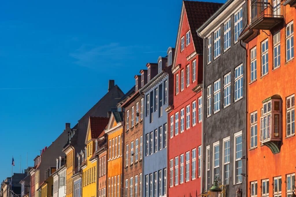 Colorful facades of Copenhagen Nyhavn district